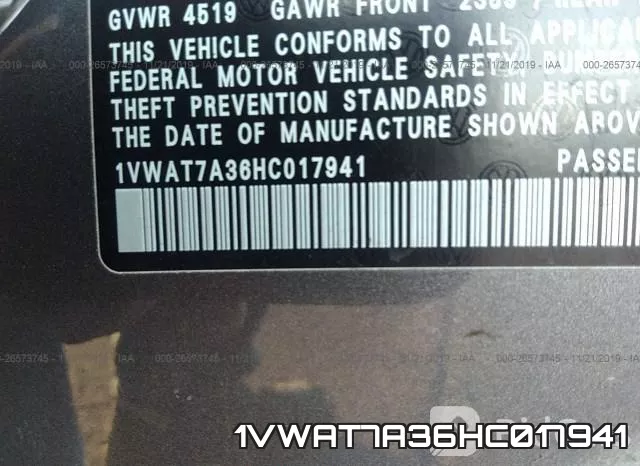 1VWAT7A36HC017941 фото 7