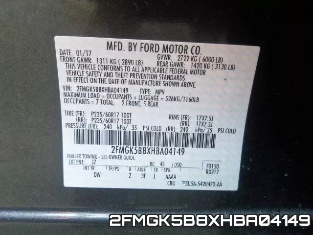 2FMGK5B8XHBA04149 фото 2