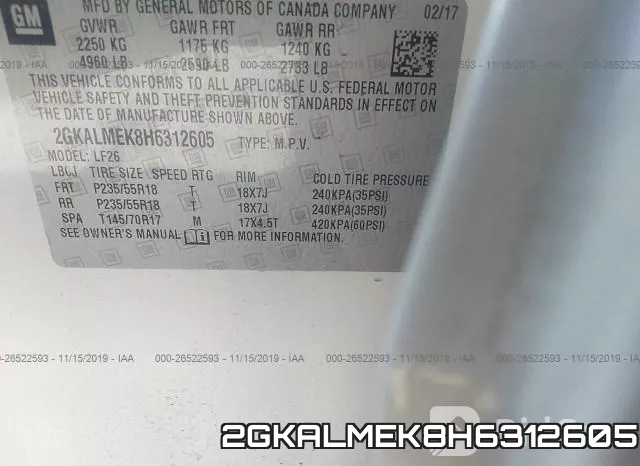 2GKALMEK8H6312605 фото 8