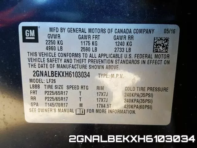 2GNALBEKXH6103034 фото 2