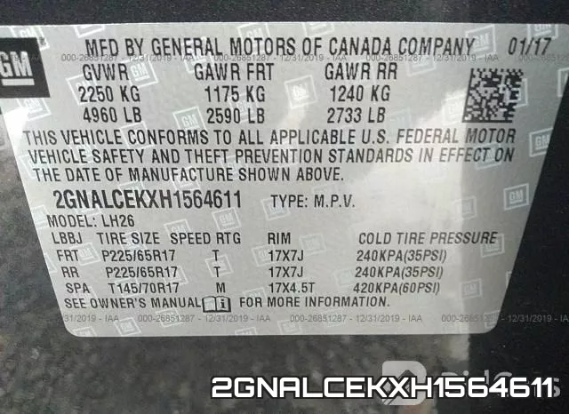 2GNALCEKXH1564611 фото 6