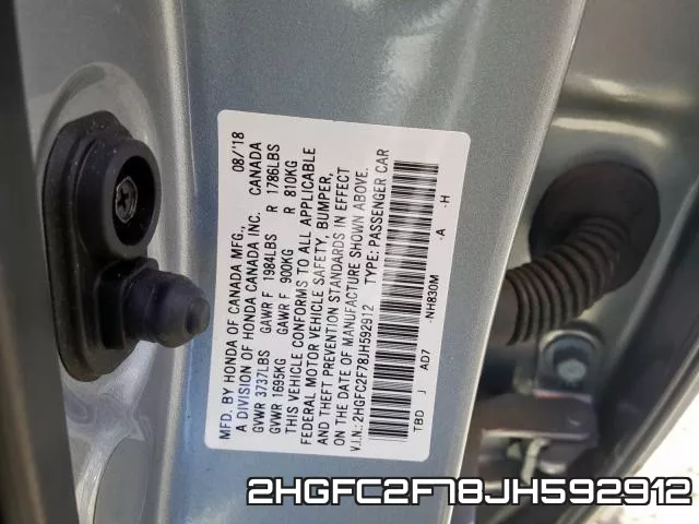 2HGFC2F78JH592912 фото 2