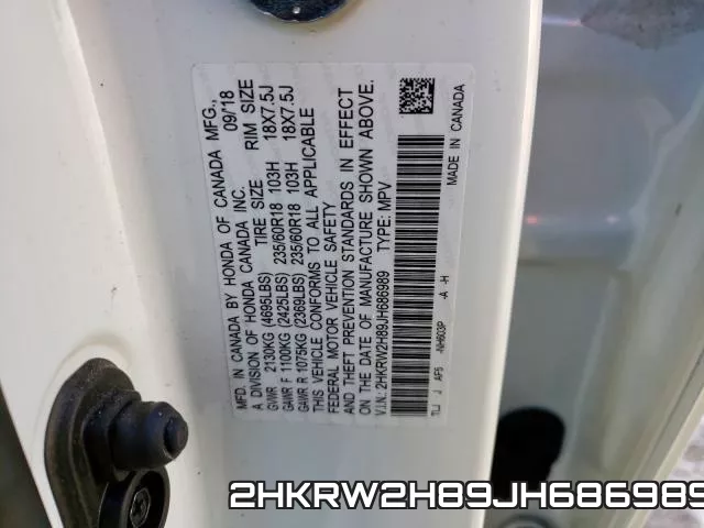 2HKRW2H89JH686989 фото 2