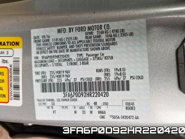 3FA6P0D92HR220420 фото 2