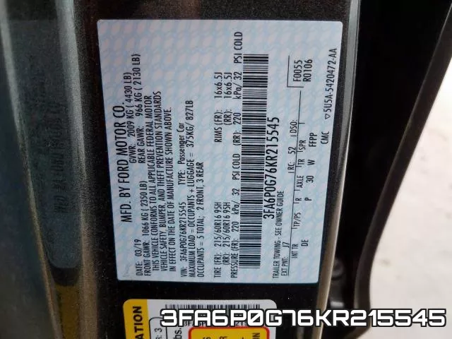 3FA6P0G76KR215545 фото 2