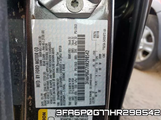 3FA6P0G77HR298542 фото 2