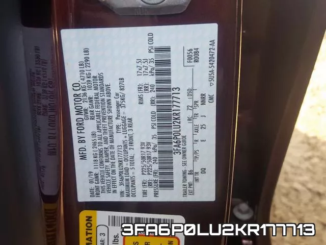 3FA6P0LU2KR177713 фото 2