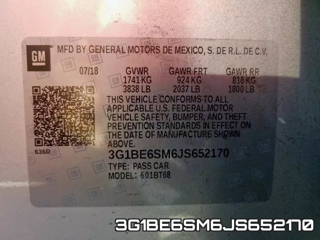 3G1BE6SM6JS652170 фото 2
