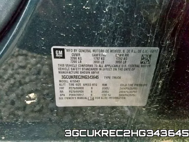 3GCUKREC2HG343645 фото 2