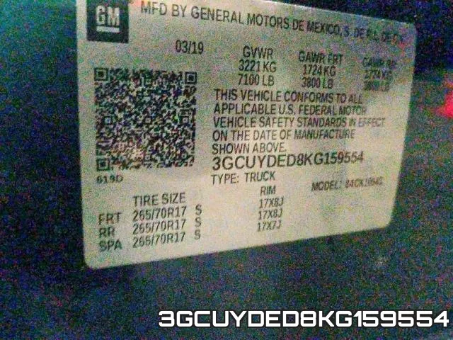 3GCUYDED8KG159554 фото 2