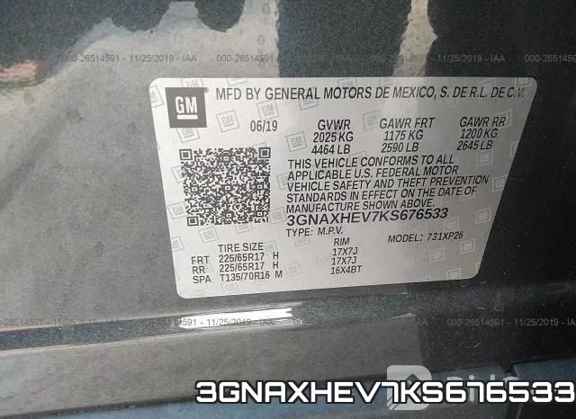 3GNAXHEV7KS676533 фото 7