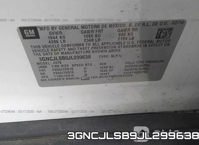 3GNCJLSB9JL299638 фото 6