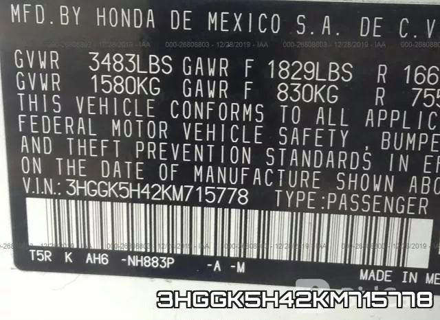 3HGGK5H42KM715778 фото 9