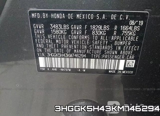 3HGGK5H43KM746294 фото 10