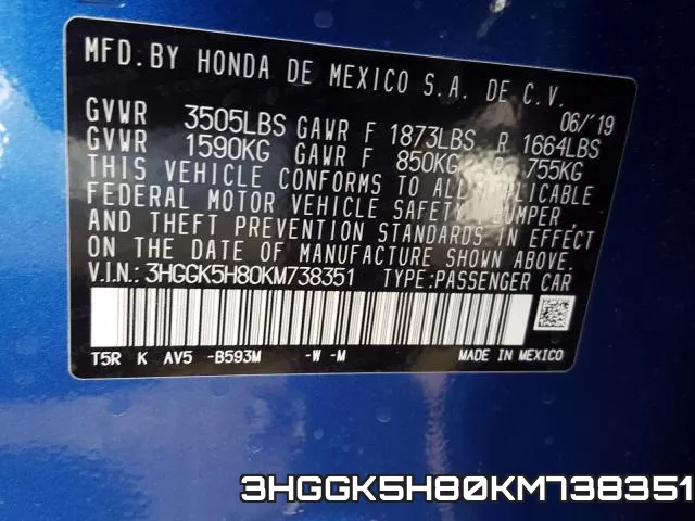 3HGGK5H80KM738351 фото 2