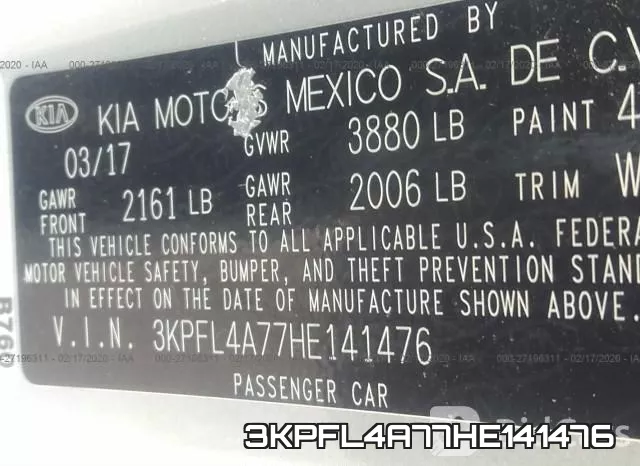 3KPFL4A77HE141476 фото 10