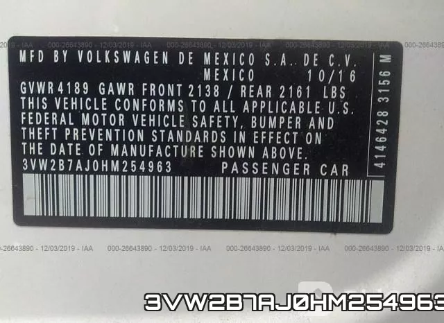 3VW2B7AJ0HM254963 фото 7