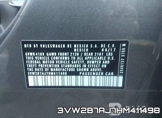3VW2B7AJ7HM411498 фото 9