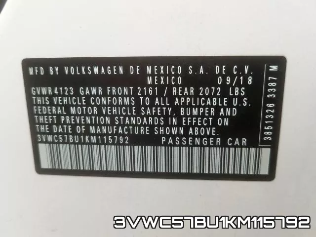 3VWC57BU1KM115792 фото 2