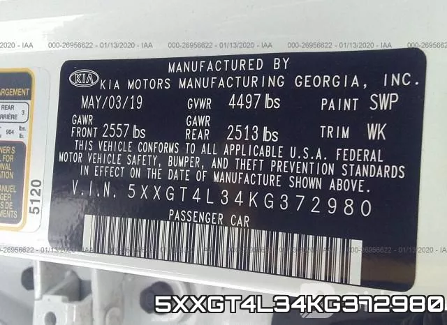 5XXGT4L34KG372980 фото 8
