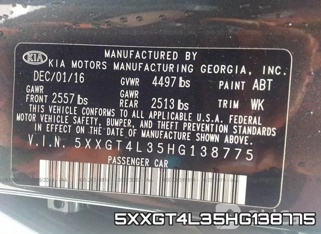 5XXGT4L35HG138775 фото 7