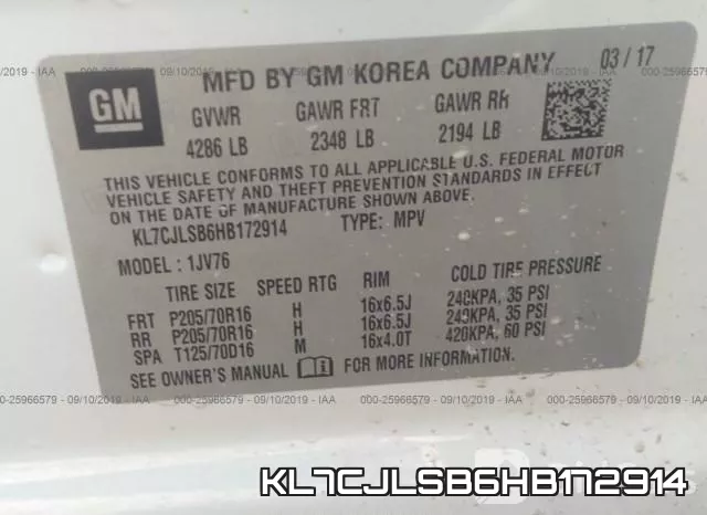 KL7CJLSB6HB172914 фото 8