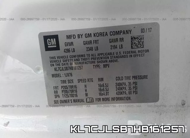KL7CJLSB7HB161257 фото 7