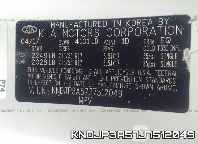 KNDJP3A57J7512049 фото 5