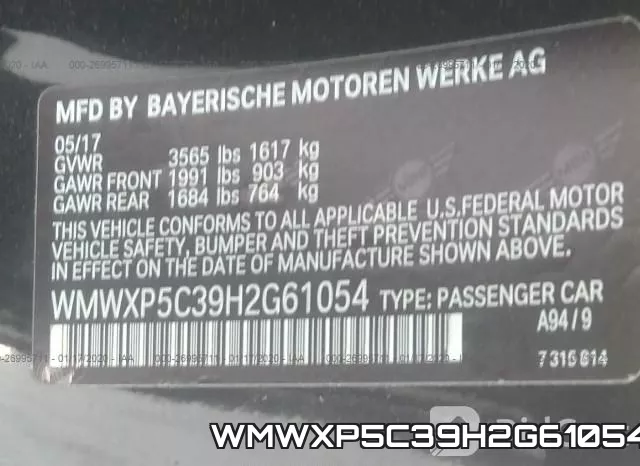WMWXP5C39H2G61054 фото 10