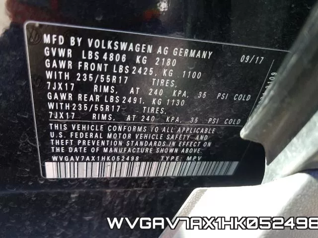 WVGAV7AX1HK052498 фото 2