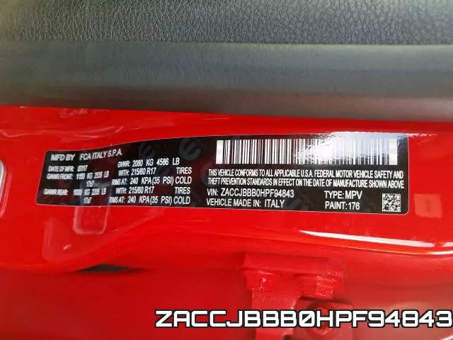 ZACCJBBB0HPF94843 фото 2