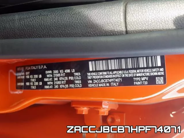 ZACCJBCB7HPF74071 фото 2