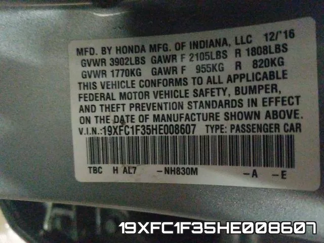 19XFC1F35HE008607 фото 2