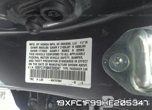 19XFC1F99HE205347 фото 8