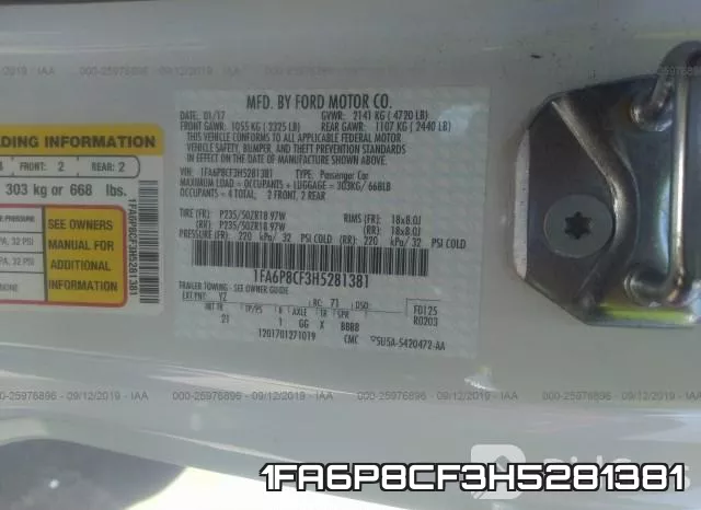 1FA6P8CF3H5281381 фото 7
