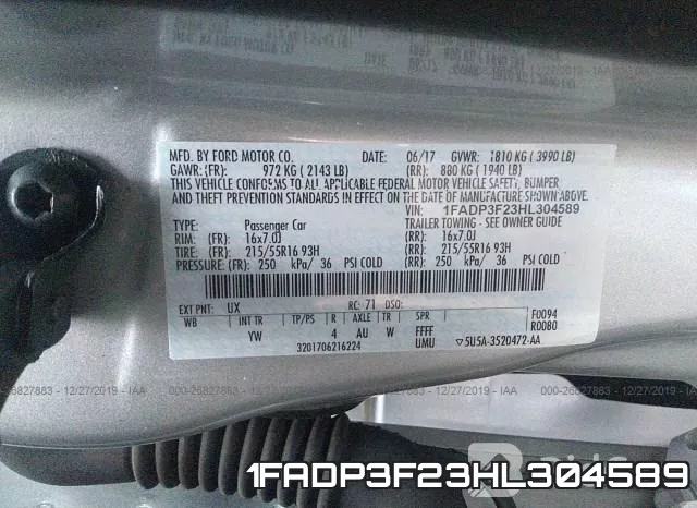 1FADP3F23HL304589 фото 7