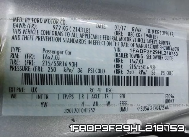 1FADP3F29HL218753 фото 9