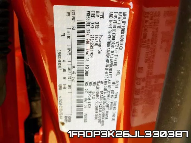 1FADP3K26JL330387 фото 2