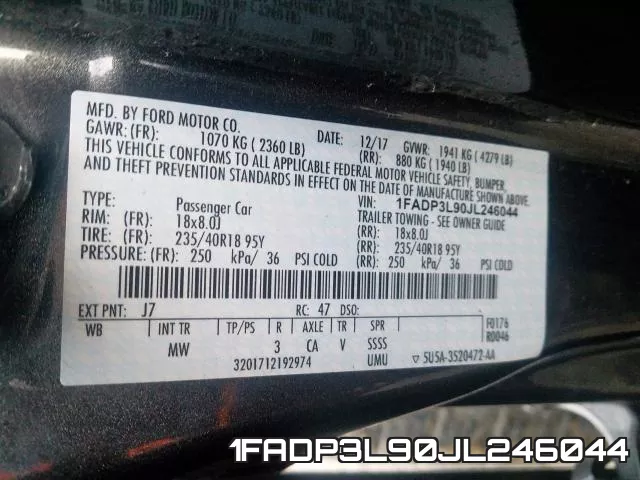 1FADP3L90JL246044 фото 2