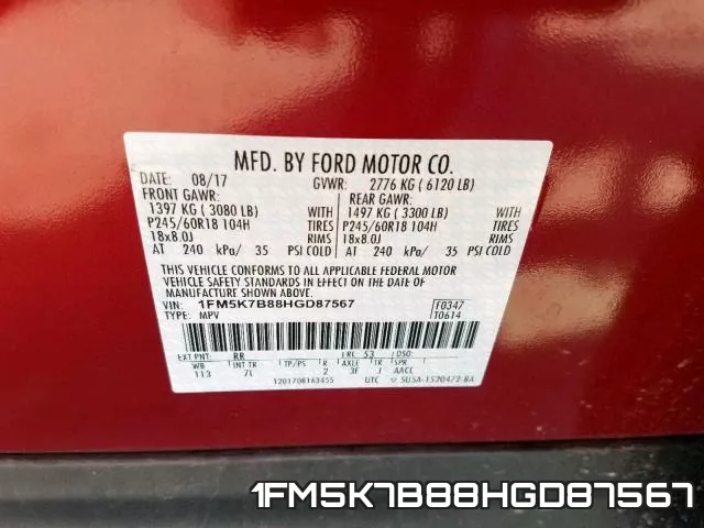 1FM5K7B88HGD87567 фото 2
