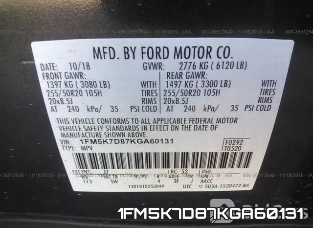 1FM5K7D87KGA60131 фото 8