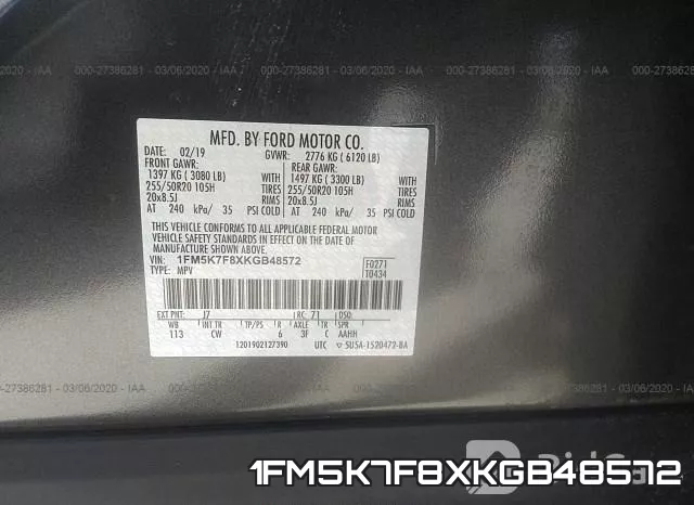1FM5K7F8XKGB48572 фото 8