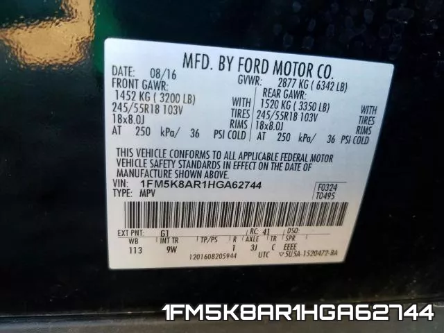 1FM5K8AR1HGA62744 фото 2
