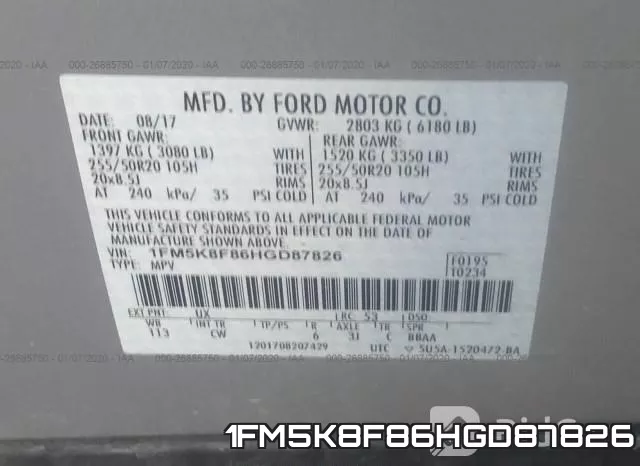 1FM5K8F86HGD87826 фото 9
