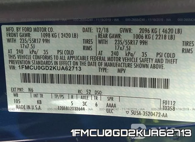 1FMCU0GD2KUA62713 фото 9