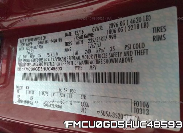 1FMCU0GD5HUC48593 фото 8