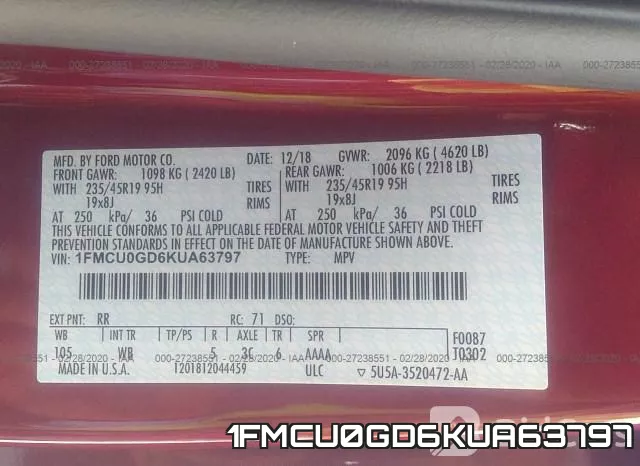 1FMCU0GD6KUA63797 фото 8