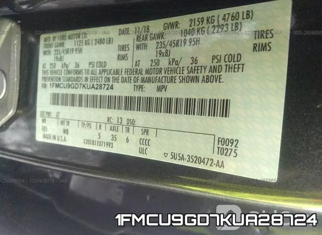 1FMCU9GD7KUA28724 фото 7