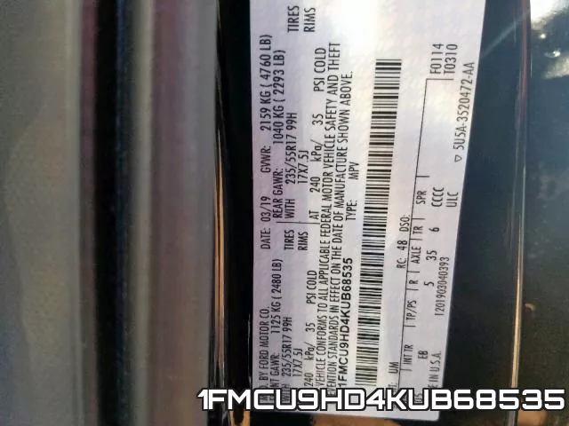 1FMCU9HD4KUB68535 фото 2