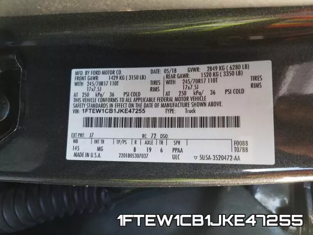 1FTEW1CB1JKE47255 фото 2